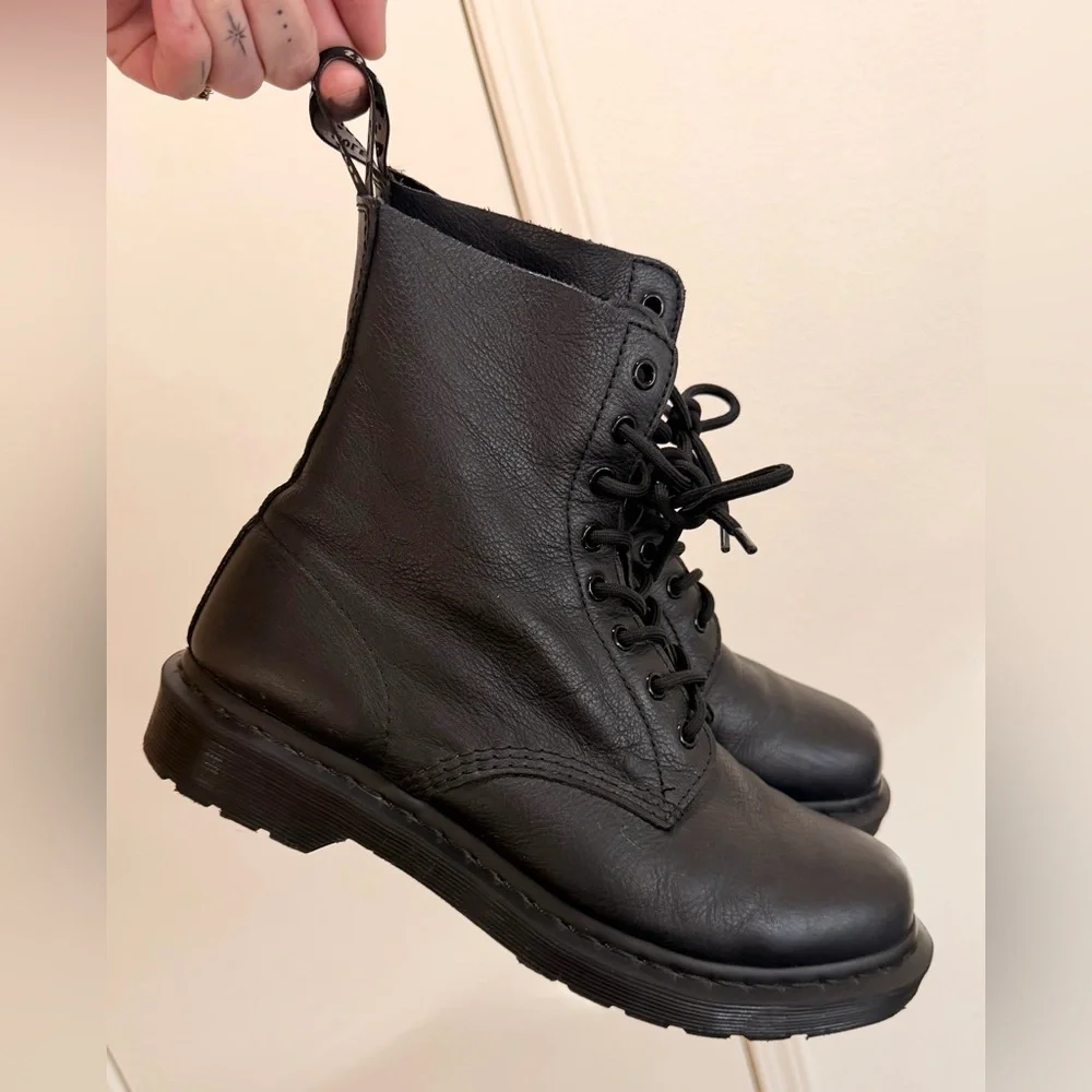 Dr. Marten Black Leather Lace-Up Boots - Picture 1 of 9